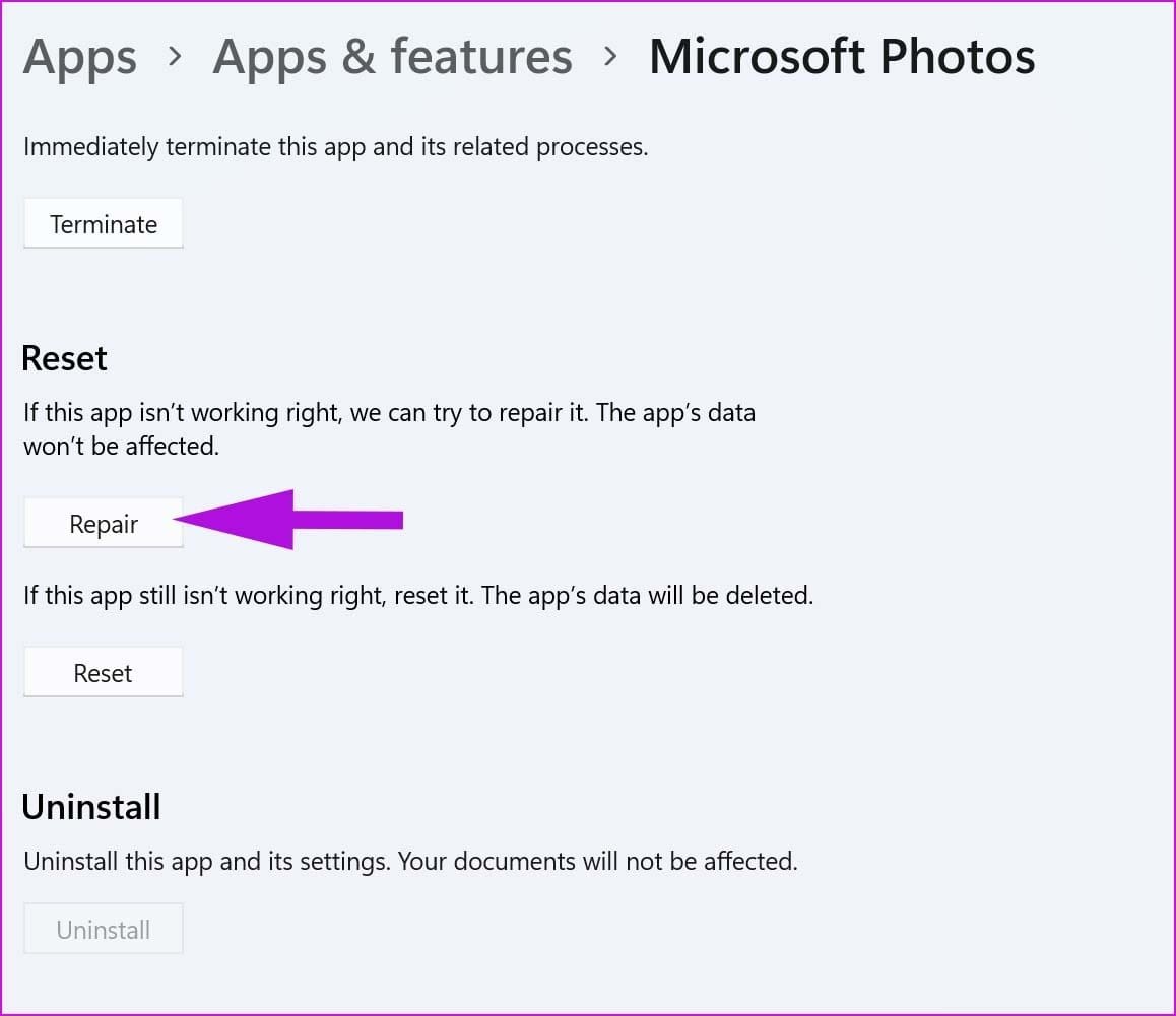 Repair microsoft photos