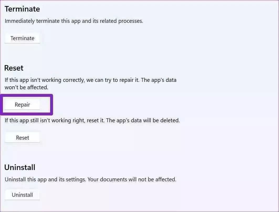 Repair microsoft teams