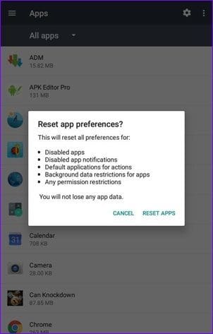 Reset App Preferences Android 16