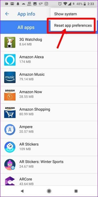 Reset App Preferences Android 4