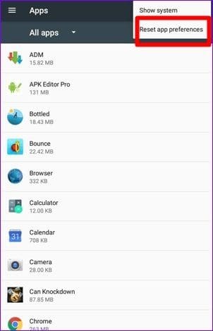 Reset App Preferences Android 7
