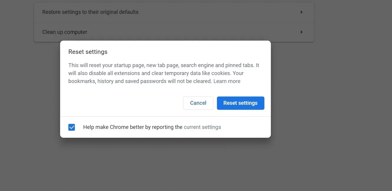 Reset chrome