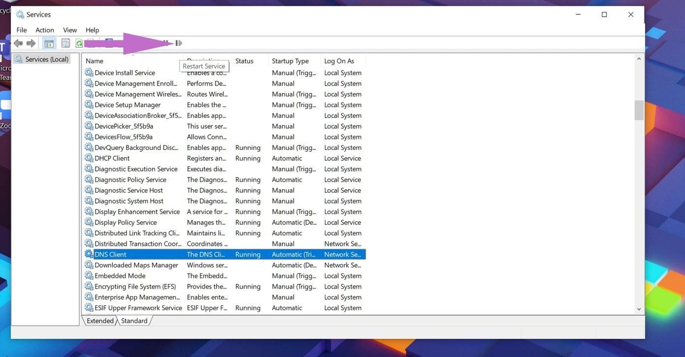 Reset dns client