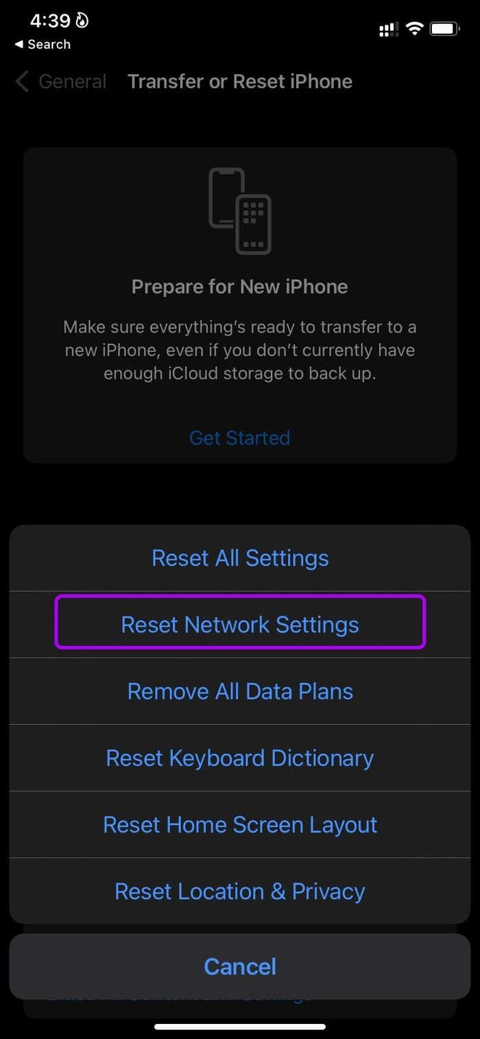 Reset network settings fix unable to answer calls on i Phone