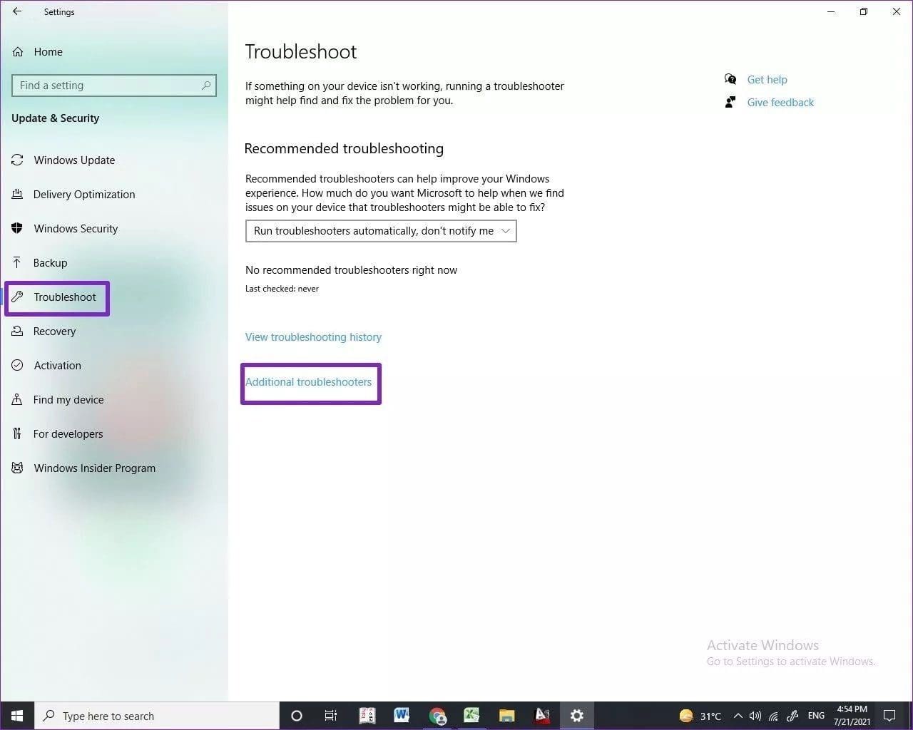 Run additional troubleshooters