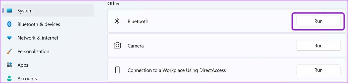 Run bluetooth troubleshooter fix bluetooth missing from device manager in windows 11