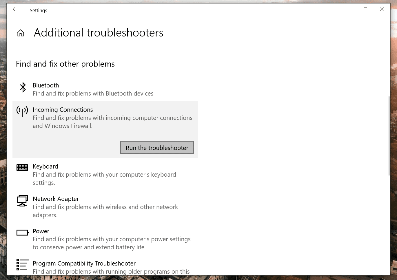 Run troubleshooter