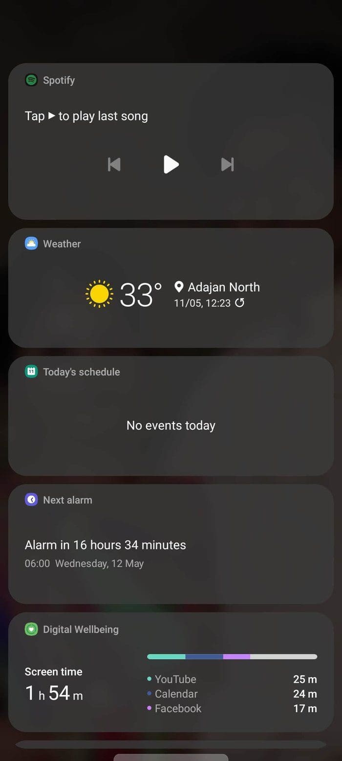 Samsung calendar lock screen widget