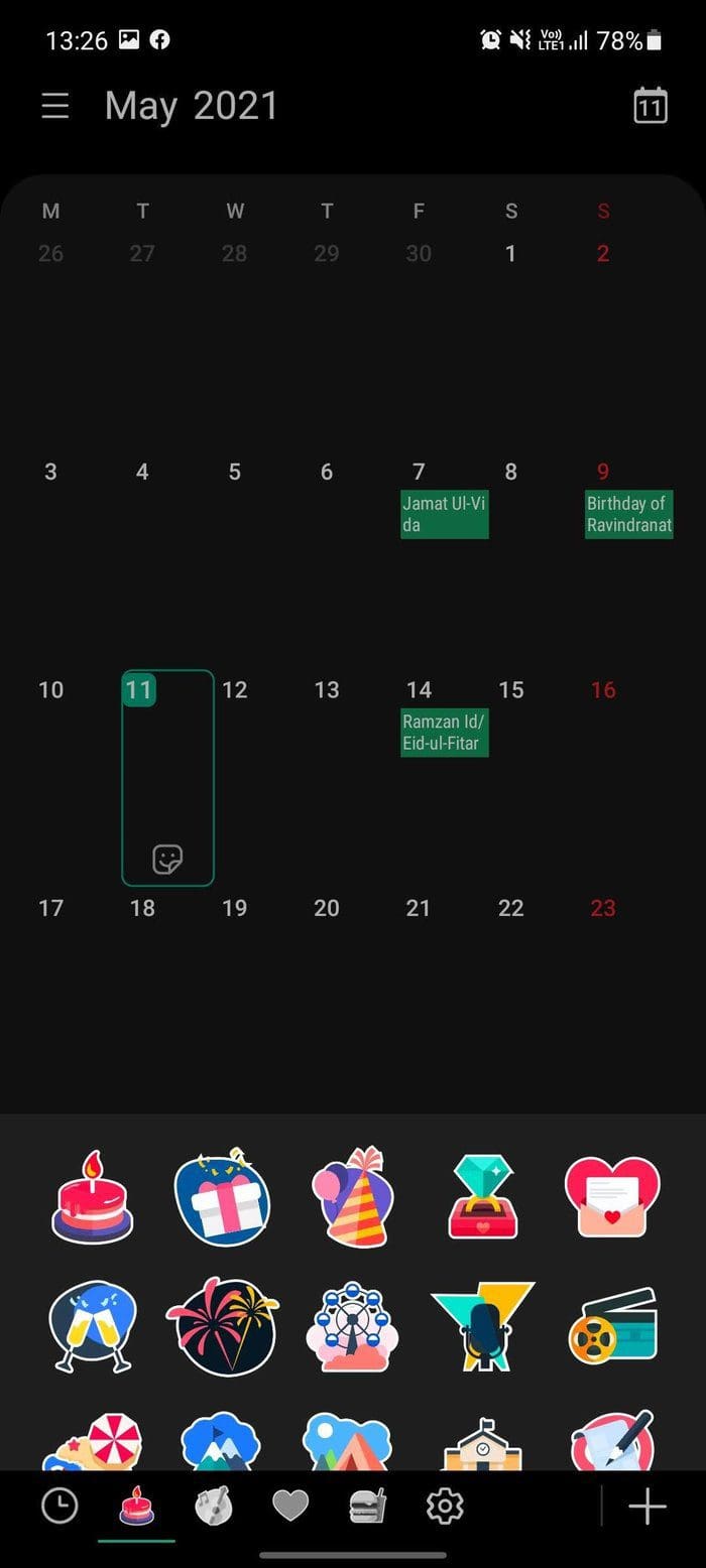 Samsung calendar stickers