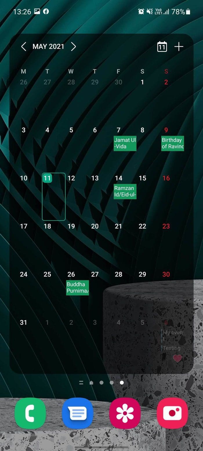Samsung calendar widget
