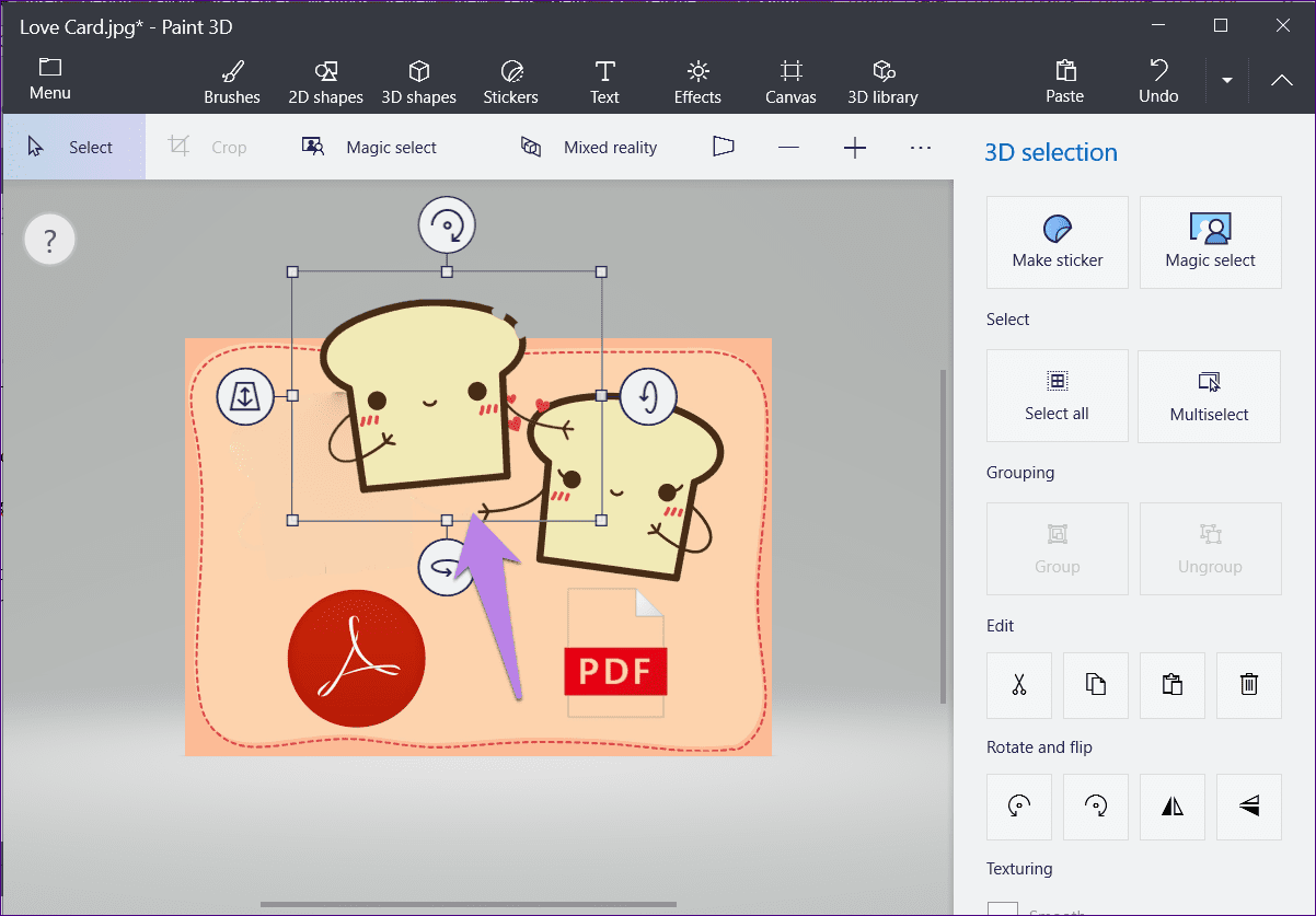 Save magic select image in paint 3d 14
