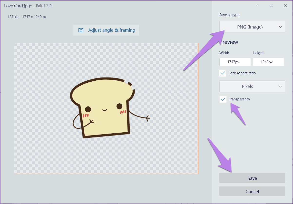 Save magic select image in paint 3d 20