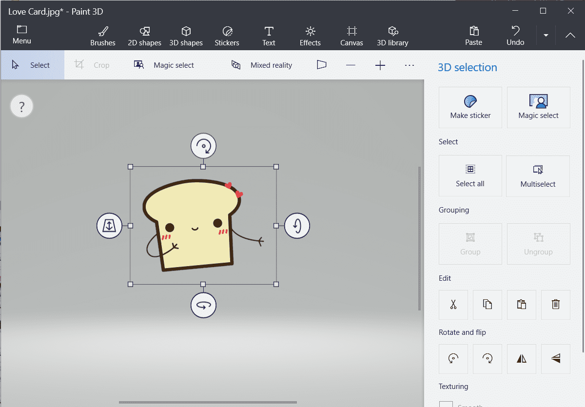 Save magic select image in paint 3d 9