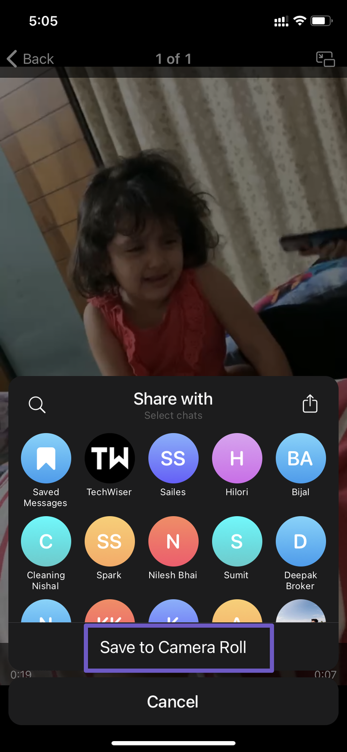 Save video to camera roll