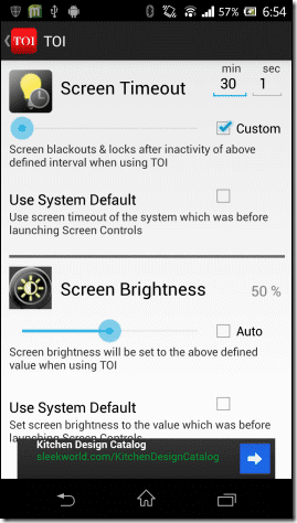 Screen Control Config