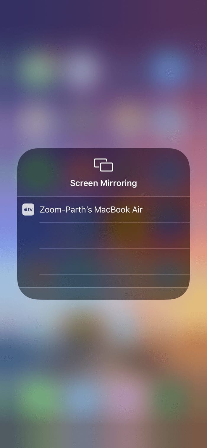 Screen mirroring option