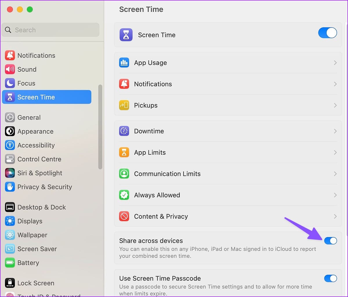 share Screen Time on Mac
