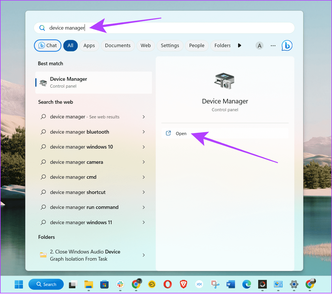 search and open device manager