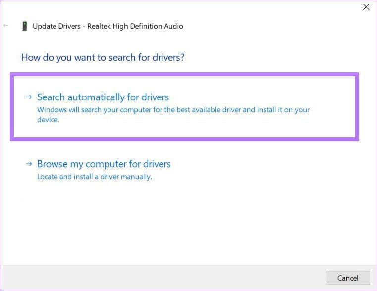 Search automatically for drivers