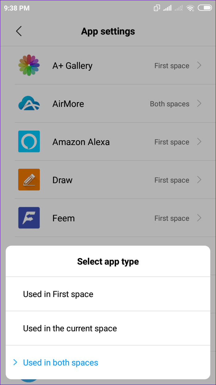 Second Space Miui 9