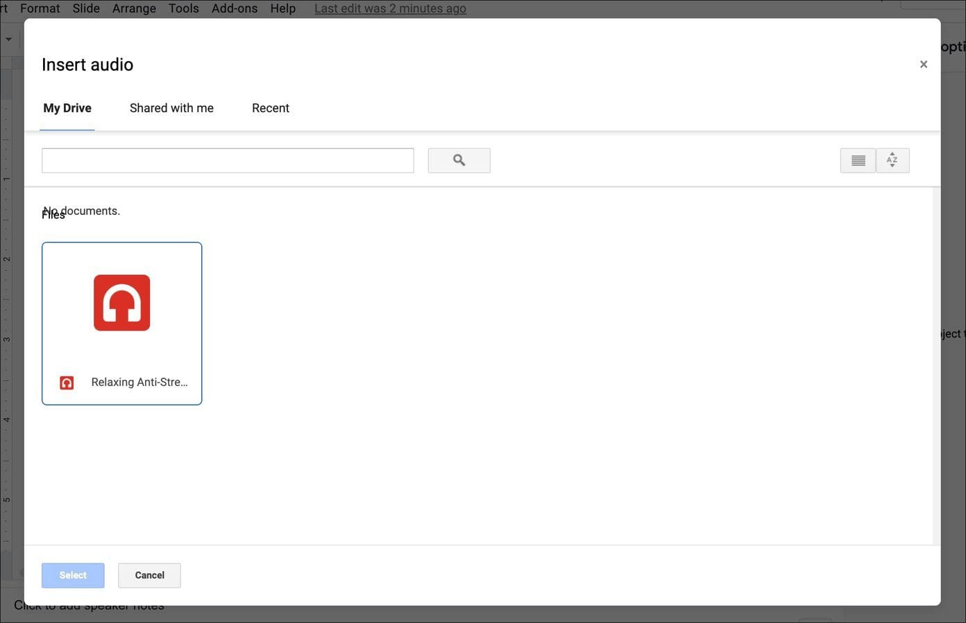 Select audio clip