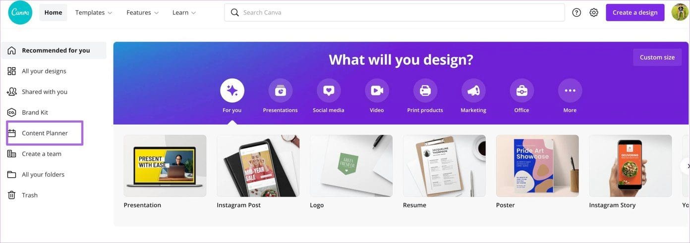 Select content planner