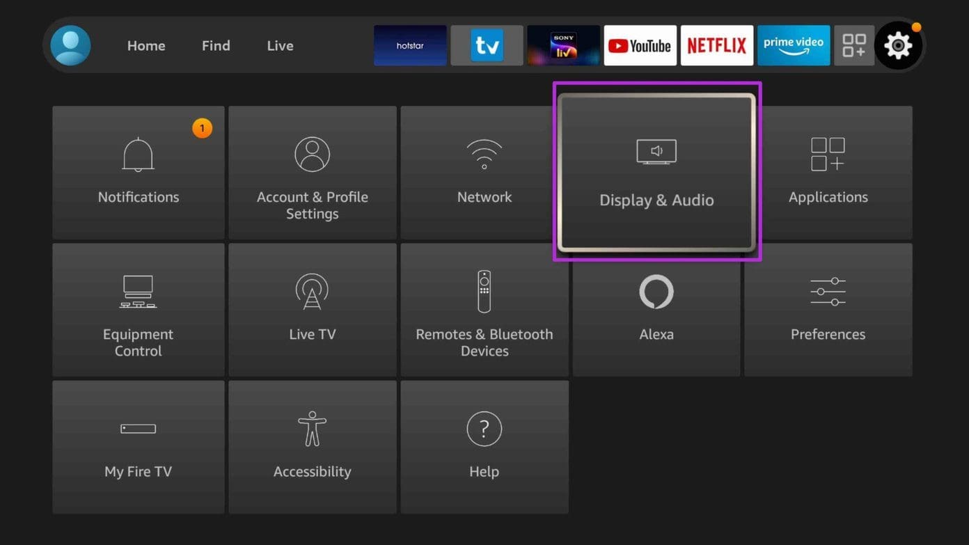 Select display and audio