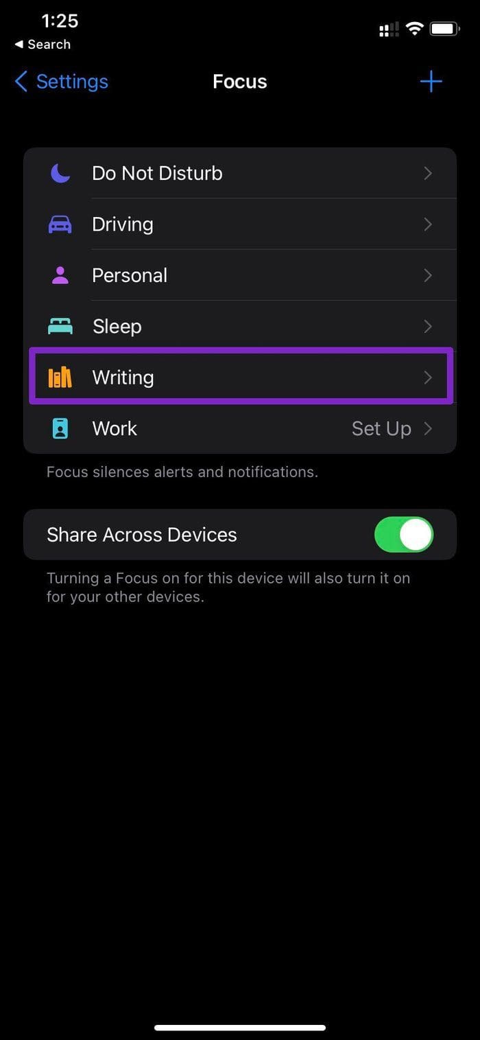Select focus mode