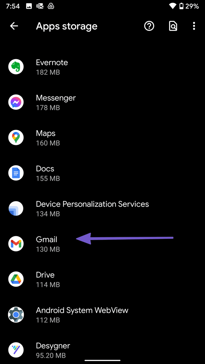 Select gmail app