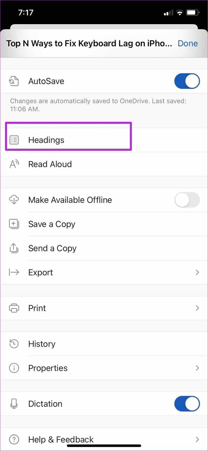 Select headings