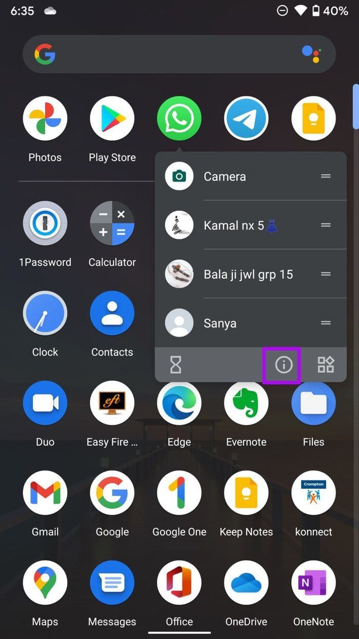 Select info button