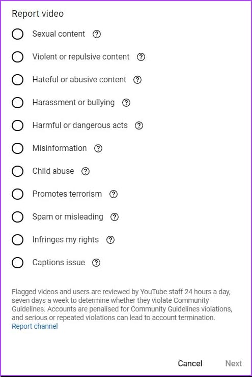 select option in report