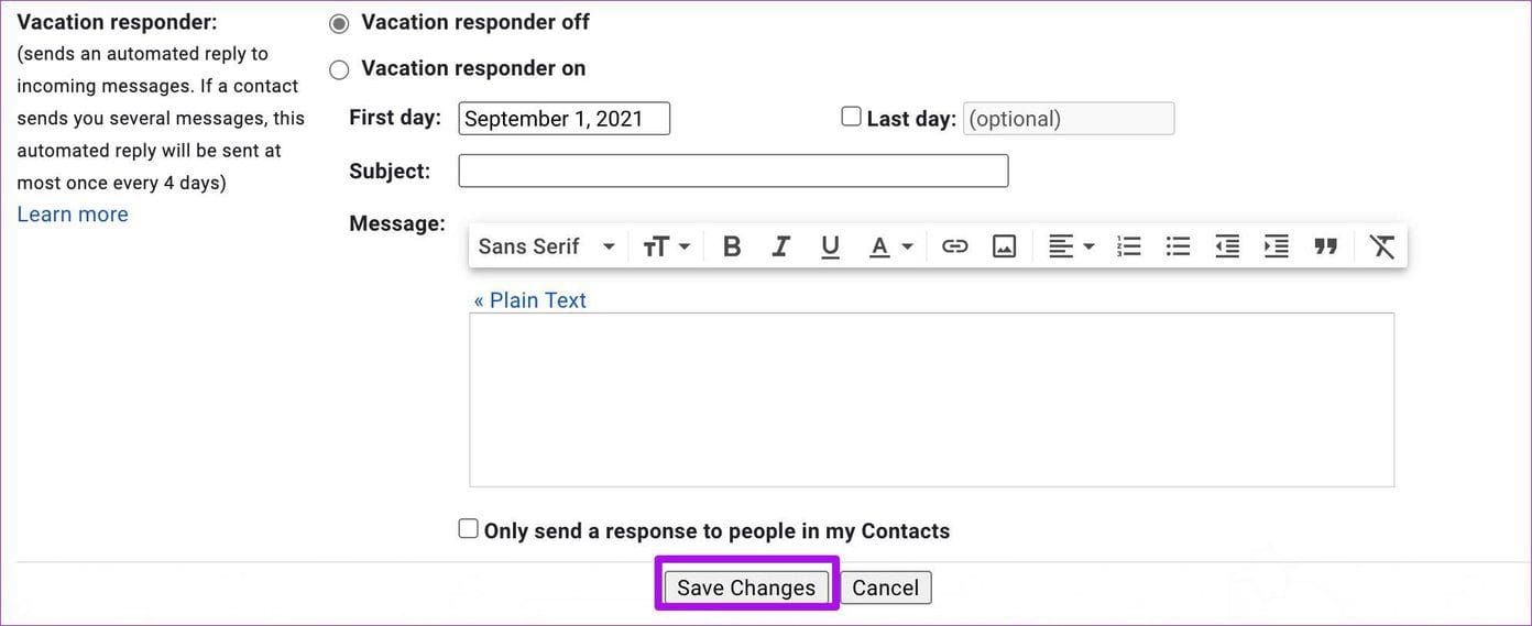 Select save changes