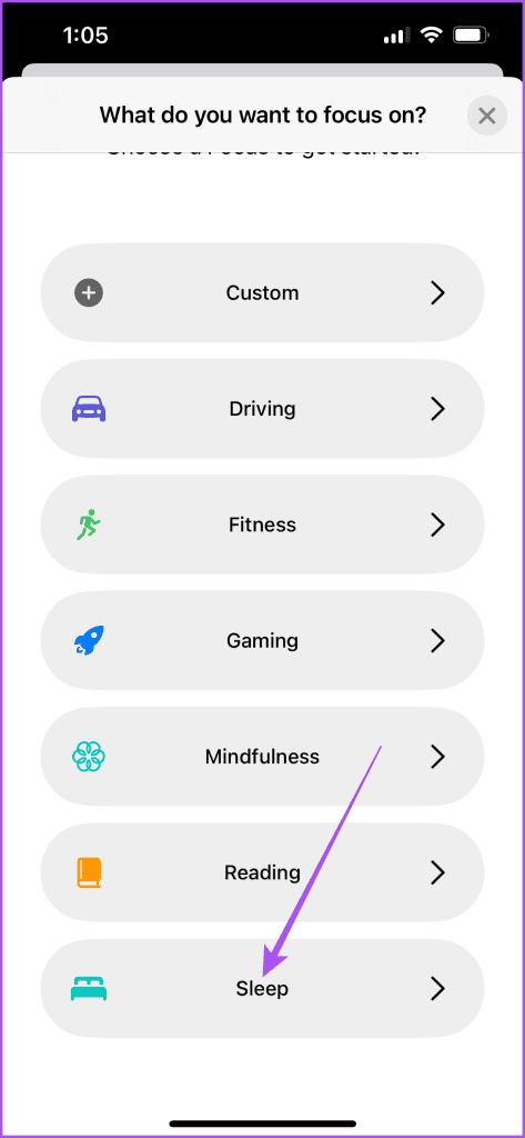 select sleep profile focus mode settings iphone