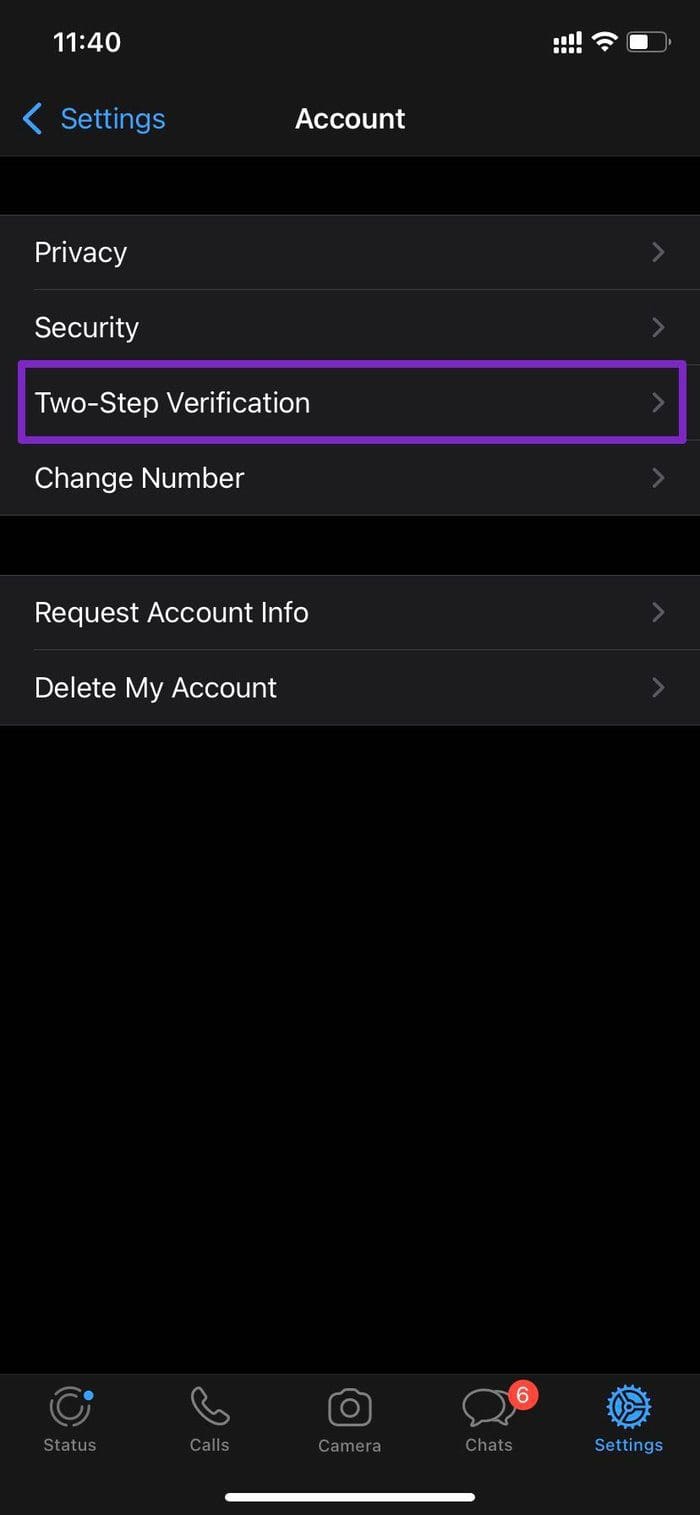 Select two step verification