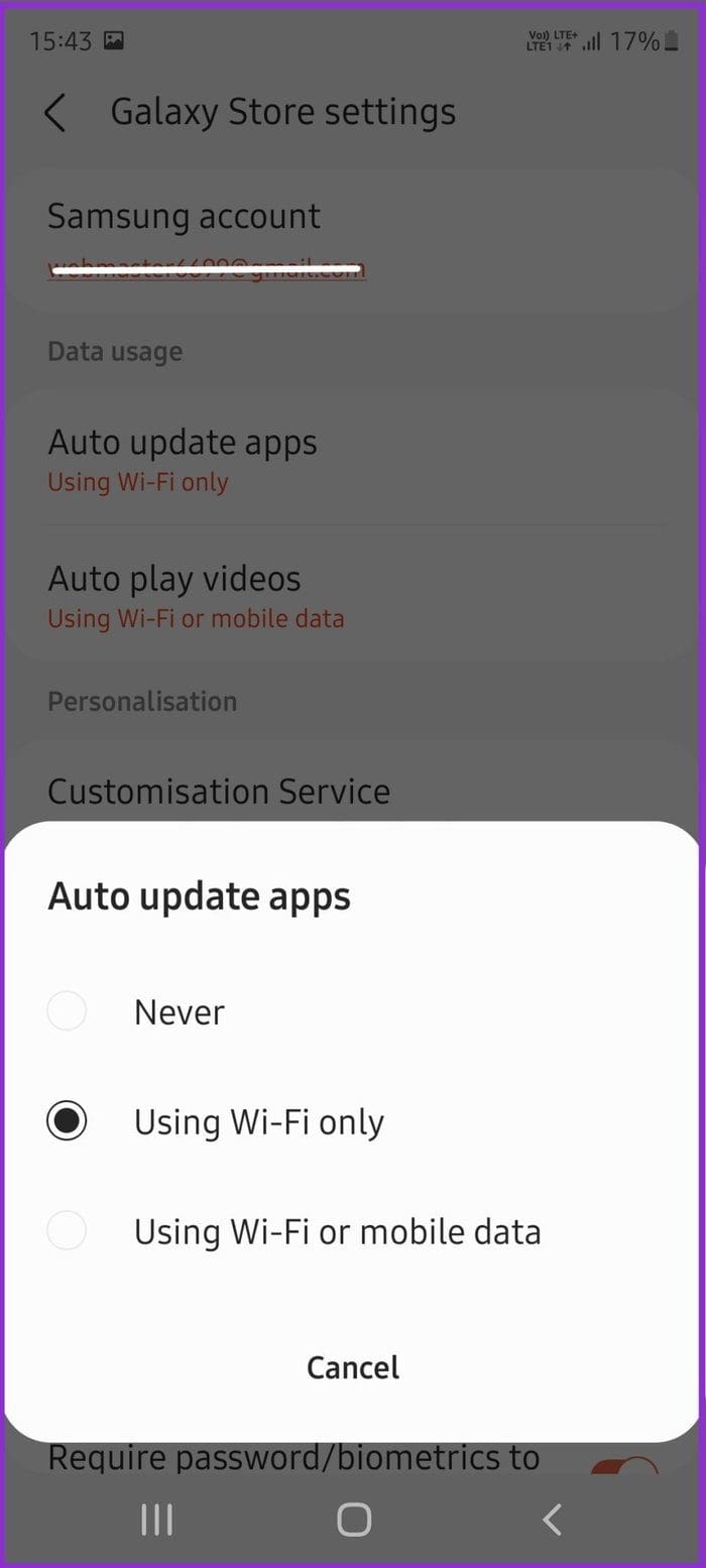 Select using wifi only or dont update apps