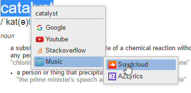 Selection Search Menu