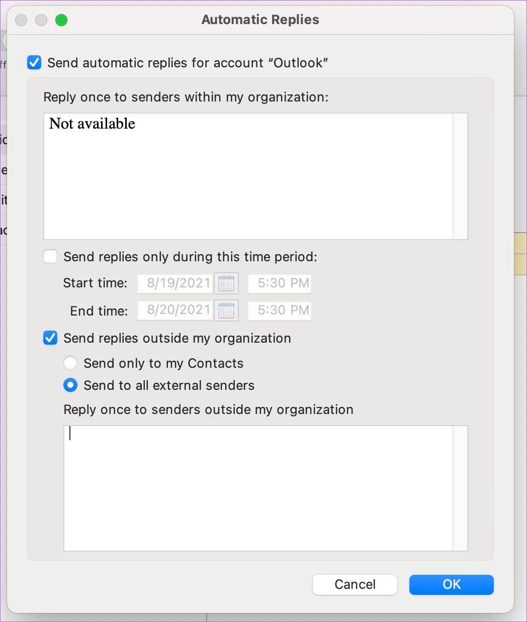 Send automatic replies on mac