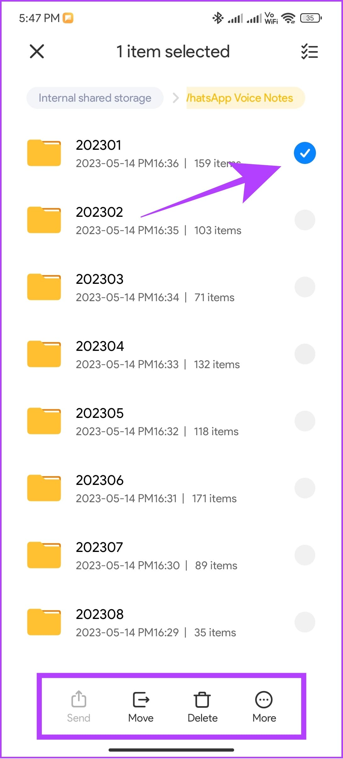 send or move the file