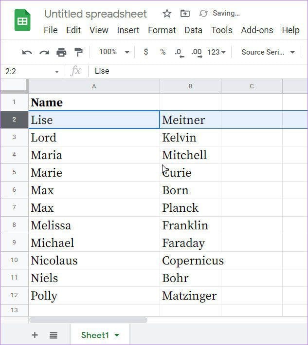 Separate names