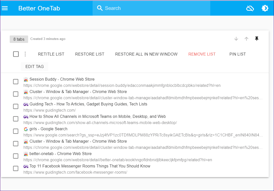 Session manager extensions for chrome 6
