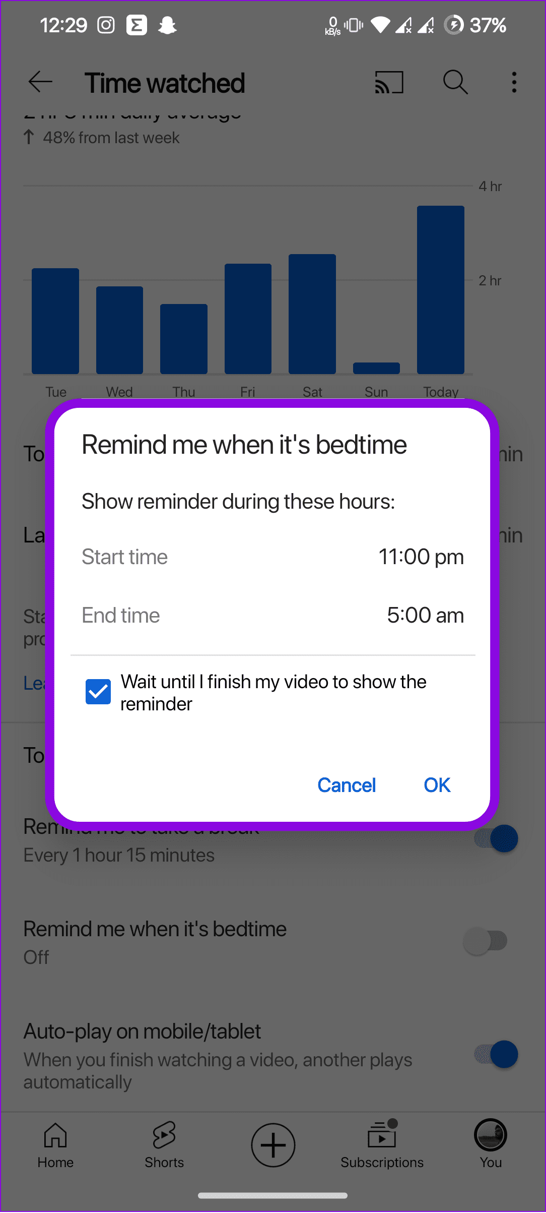 choose remind me when it's done
