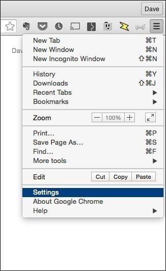 Settings Menu