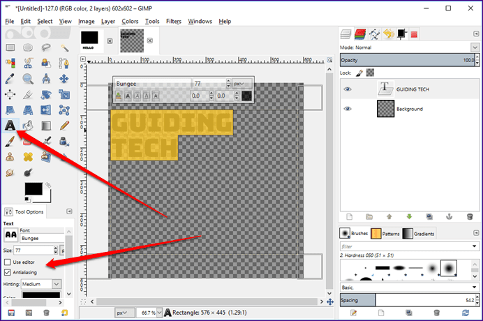 Shadow To Text In Gimp 1