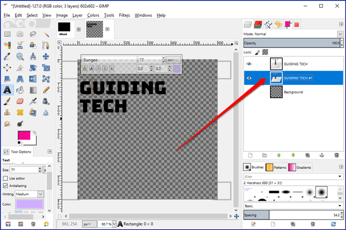 Shadow To Text In Gimp 4