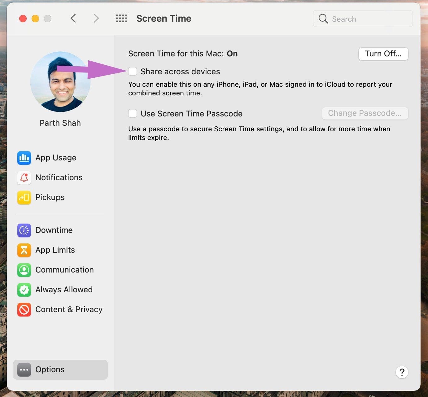 Share screen time across devices
