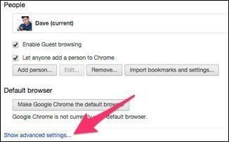 Show Advanced Settings
