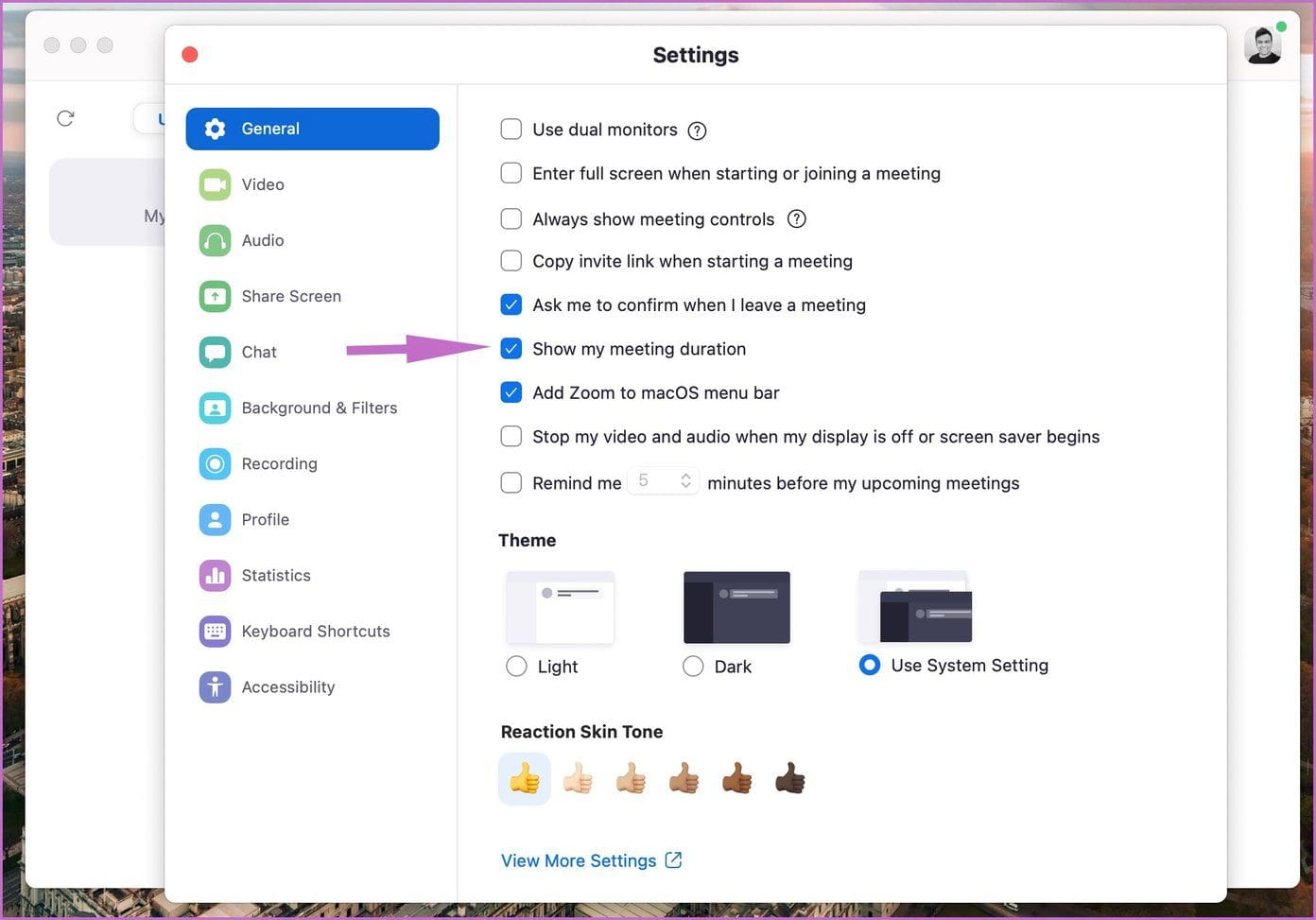 Show meeting duration
