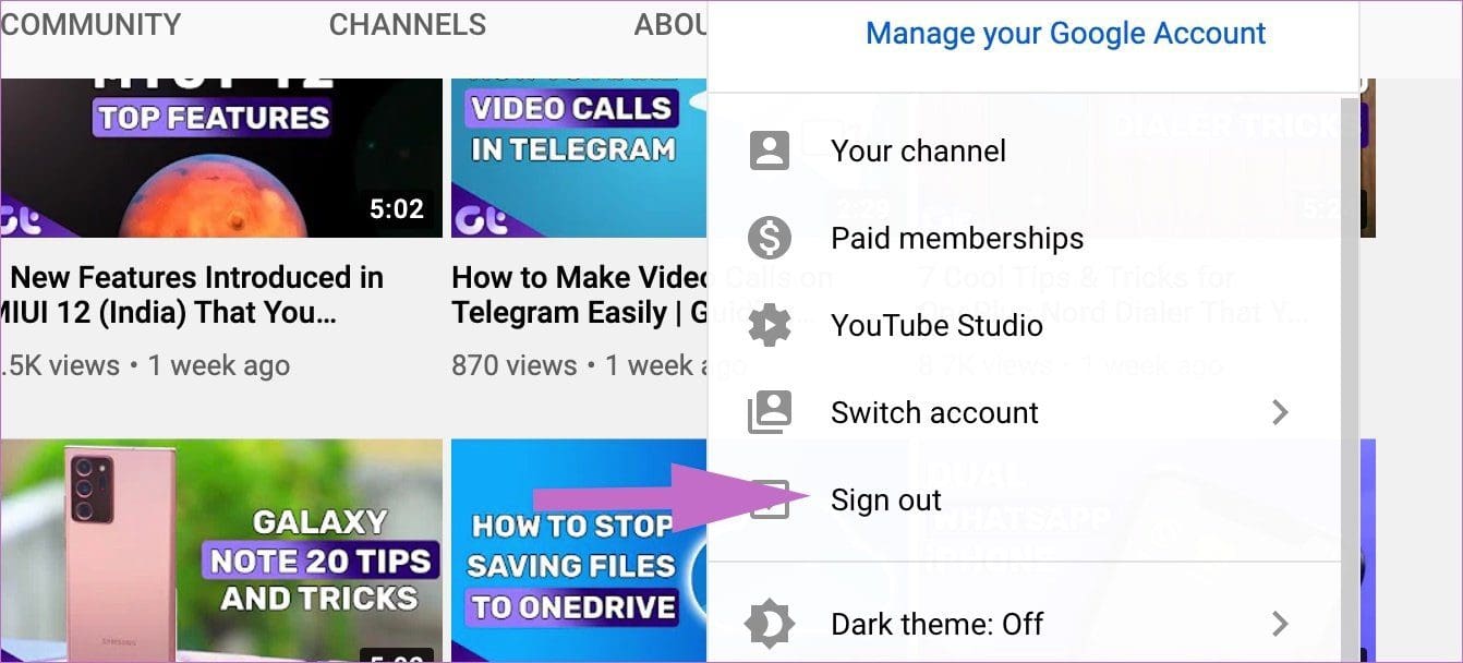 Sign out google