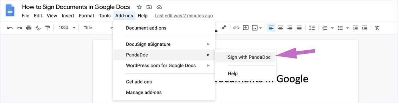 Sign with pandadoc
